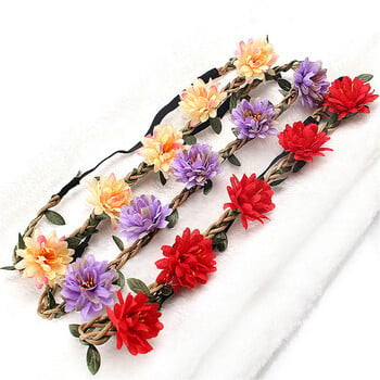 Bride Flower Crown Hairband σχοινί γάμου Floral στεφάνι γιρλάντα κοριτσιού Ελαστικά αξεσουάρ μαλλιών για πάρτι Cosplay Headpiece