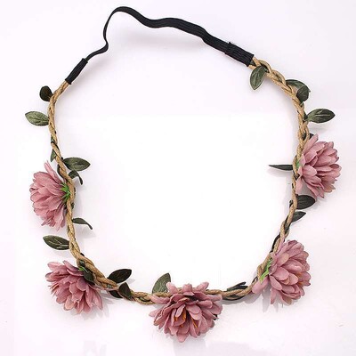 Bride Flower Crown Hairband σχοινί γάμου Floral στεφάνι γιρλάντα κοριτσιού Ελαστικά αξεσουάρ μαλλιών για πάρτι Cosplay Headpiece