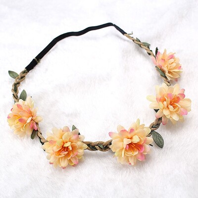 Bride Flower Crown Hairband σχοινί γάμου Floral στεφάνι γιρλάντα κοριτσιού Ελαστικά αξεσουάρ μαλλιών για πάρτι Cosplay Headpiece