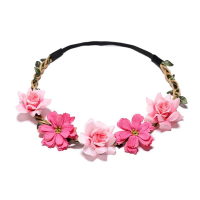 Bride Flower Crown Hairband σχοινί γάμου Floral στεφάνι γιρλάντα κοριτσιού Ελαστικά αξεσουάρ μαλλιών για πάρτι Cosplay Headpiece
