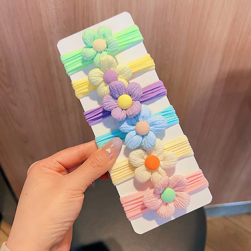 6db/szett Gyerek fejpántok virágos hajgyűrű édes és aranyos lófarok hajgyűrű kislány fonott törölköző gyűrű hajkiegészítők