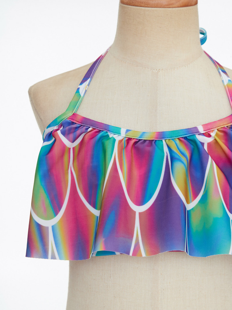 Gyerek lányok hal mérleg fürdőruha kötőfék nyakú úszó felsők rövidnadrággal Gyermek sellő fürdőruha Szörf búvár fürdőruha Strandruha