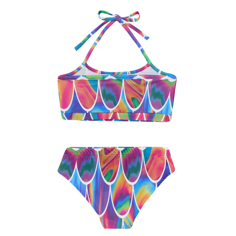 Gyerek lányok hal mérleg fürdőruha kötőfék nyakú úszó felsők rövidnadrággal Gyermek sellő fürdőruha Szörf búvár fürdőruha Strandruha
