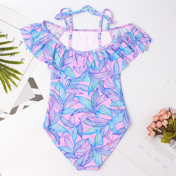 Brand Leaf Print Girl One Piece Swimsuit Летни момичета Детски бански Детски плажни дрехи Детски плувен костюм Монокини A273