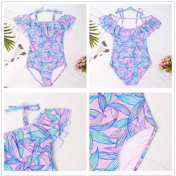 Brand Leaf Print Girl One Piece Swimsuit Летни момичета Детски бански Детски плажни дрехи Детски плувен костюм Монокини A273