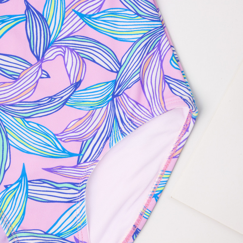 Márka Leaf Print Lány Egyrészes fürdőruha Nyári Lányok Gyerek Fürdőruha Gyermek Strandruha Gyerek Úszóruha Monokini A273