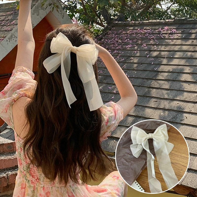 2024 Djevojčice plava ružičasta velika mašna kopča za kosu Elegantna jednostavna proljeće ljeto kopča za kosu Retro kopče za trake za kosu Dodaci za kosu