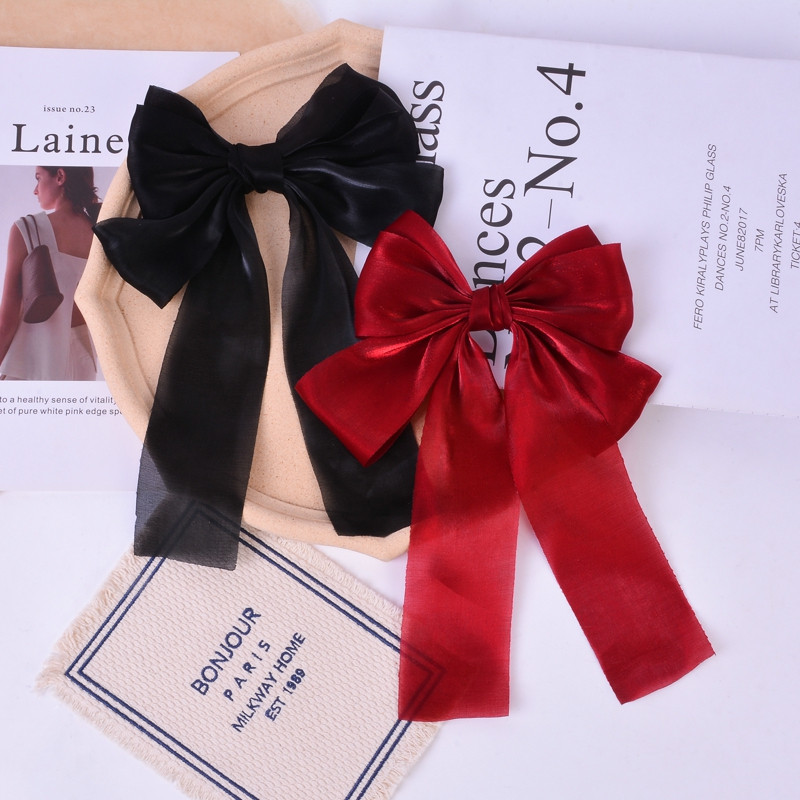 2024 Djevojčice plava ružičasta velika mašna kopča za kosu Elegantna jednostavna proljeće ljeto kopča za kosu Retro kopče za trake za kosu Dodaci za kosu