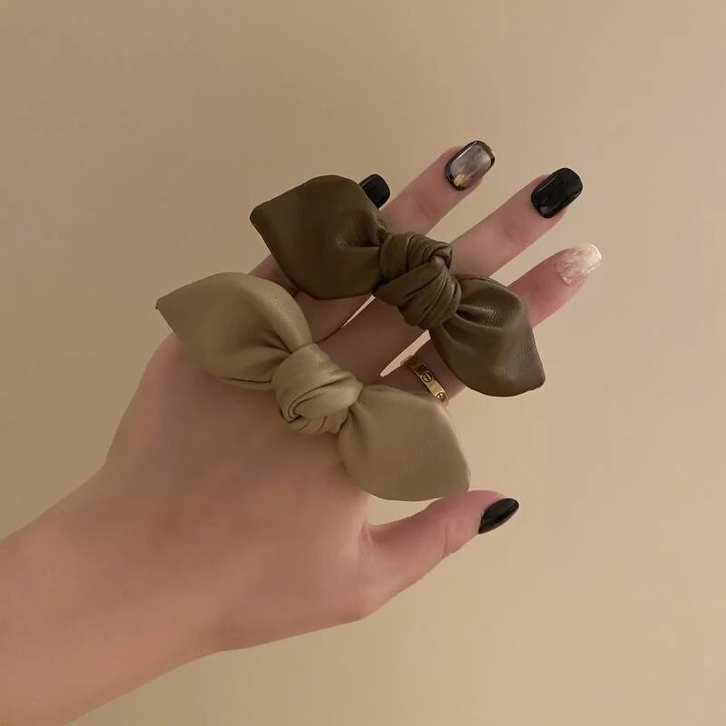 Jednostavna, elegantna kožna traka za glavu s leptir čvorovima Ženska ljetna gumica za vezivanje, konjski rep koja se ne veže Gumica za vezivanje kose