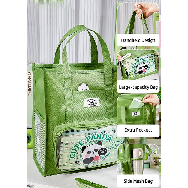 Panda Tote Školska torba Prijenosna torba za studente velikog kapaciteta Vodootporna torba za pohranu pisaćih materijala Pribor za učenje