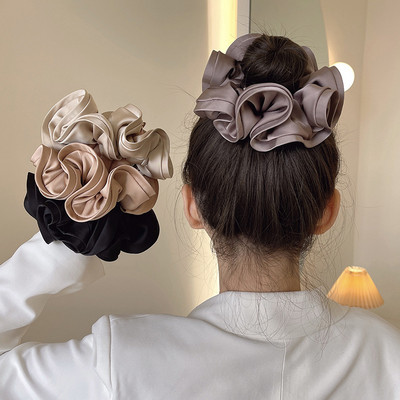 Scrunchies din satin supradimensionate Cravate de păr femei de lux Vintage Banda mare de păr elastică plasă Scrunchy Lady Accesorii de păr pentru fete