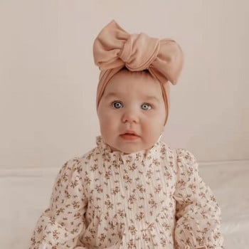 Μασίφ Big Bow Topknot Headband για κοριτσάκια Ελαστικές νάιλον κορδέλες μαλλιών Χειροποίητα αξεσουάρ για νεογέννητα μοδάτα τουρμπάνι