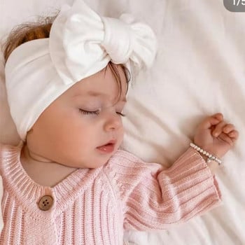 Μασίφ Big Bow Topknot Headband για κοριτσάκια Ελαστικές νάιλον κορδέλες μαλλιών Χειροποίητα αξεσουάρ για νεογέννητα μοδάτα τουρμπάνι