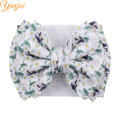7`` Big Double Layer Puff Hair Bows Headband for Kids New Fashion Spring Elastic Headwrap Girls Cute Hair Accessories Χονδρική