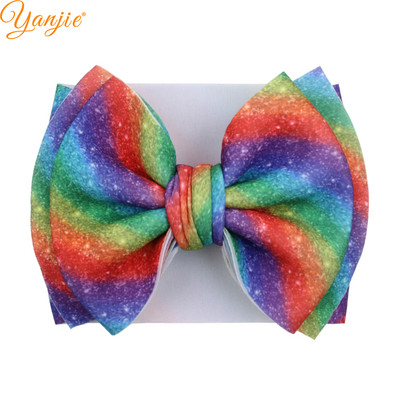 7`` Big Double Layer Puff Hair Bows Headband for Kids New Fashion Spring Elastic Headwrap Girls Cute Hair Accessories Χονδρική