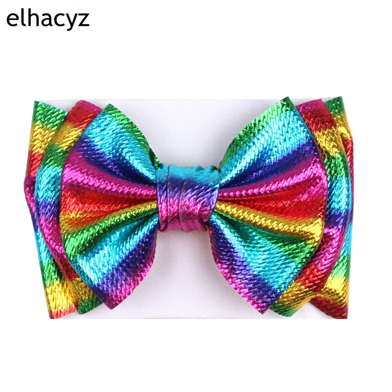 2024 ΝΕΟ 7`` Μεγάλο 7`` Φιόγκο κεφαλής Glitter Μεταλλικό Φιόγκο Turban Trendy Bullet υφασμάτινη ζώνη μαλλιών Παιδικά αξεσουάρ μαλλιών