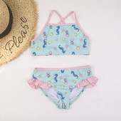 Octopus Hippocampus Print Stretchy Beach Surf Girls Παιδικά μαγιό Μαγιό βολάν συνονθύλευμα Παιδικά κορίτσια Παιδικά μπικίνι διακοπών