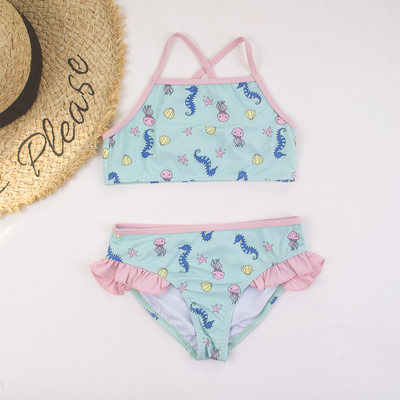 Octopus Hippocampus Print Stretchy Beach Surf Girls Παιδικά μαγιό Μαγιό βολάν συνονθύλευμα Παιδικά κορίτσια Παιδικά μπικίνι διακοπών
