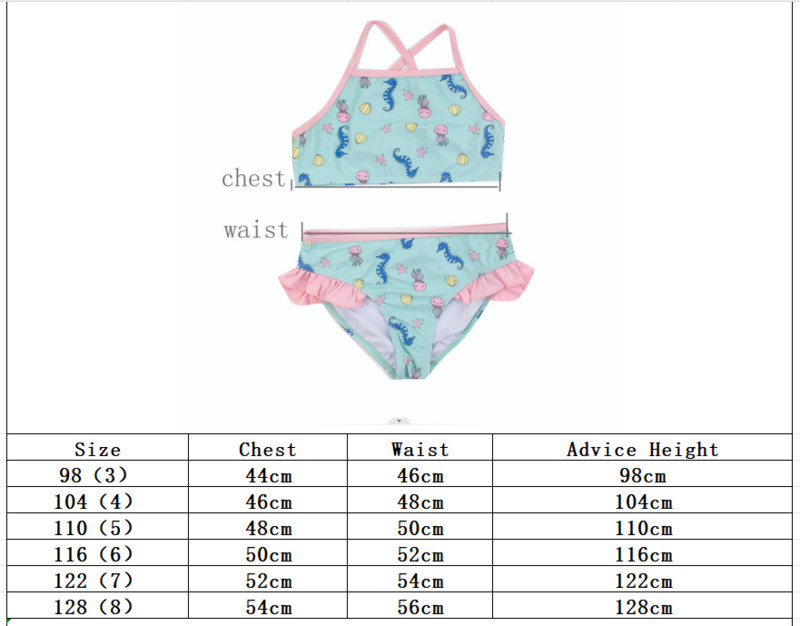 Octopus Hippocampus Print Stretchy Beach Surf Girls Παιδικά μαγιό Μαγιό βολάν συνονθύλευμα Παιδικά κορίτσια Παιδικά μπικίνι διακοπών