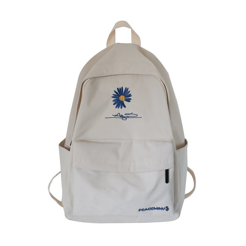 Tömör, aranyos virágokkal díszített hátizsák, női iskolatáskák nyomtatása tinédzser lányoknak, főiskolai iskolatáska, diák, fekete 2023 nylon táska