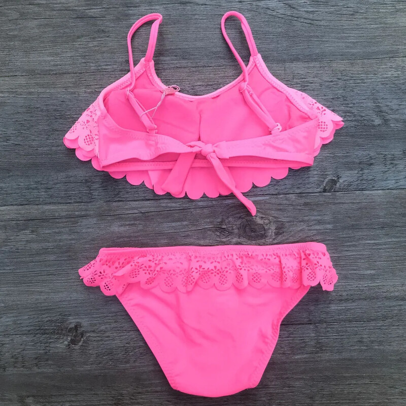 Biquini Meiteņu peldkostīmi Divi Dabīgi Peldkostīmi Meitenēm Bērniem Sadalīti Dobi Falbala Bikini Komplekti Bērnu Peldkostīmi Bērnu Peldkostīmi