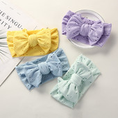 Újszülött hajgumi, hímzett csipke üreges lyukú sztreccs masni fejpánt fotó kellékek születésnapi ajándék