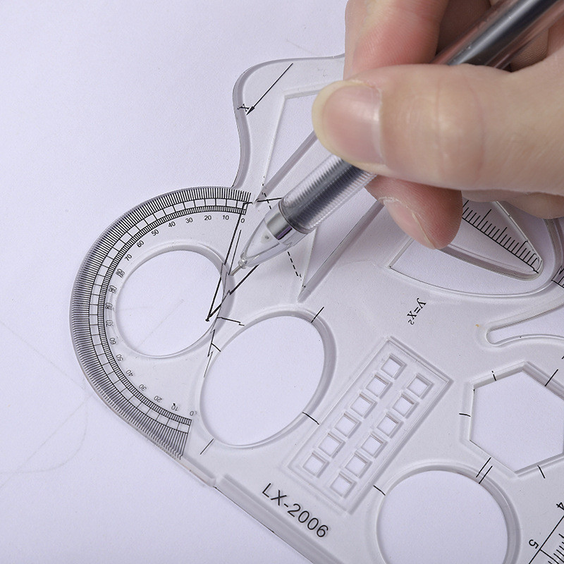 Több alakú műanyag összecsukható vonalzó festmény rajzsablon ovális geometrikus ívmintás vonalzó irodaszerek irodaszerek