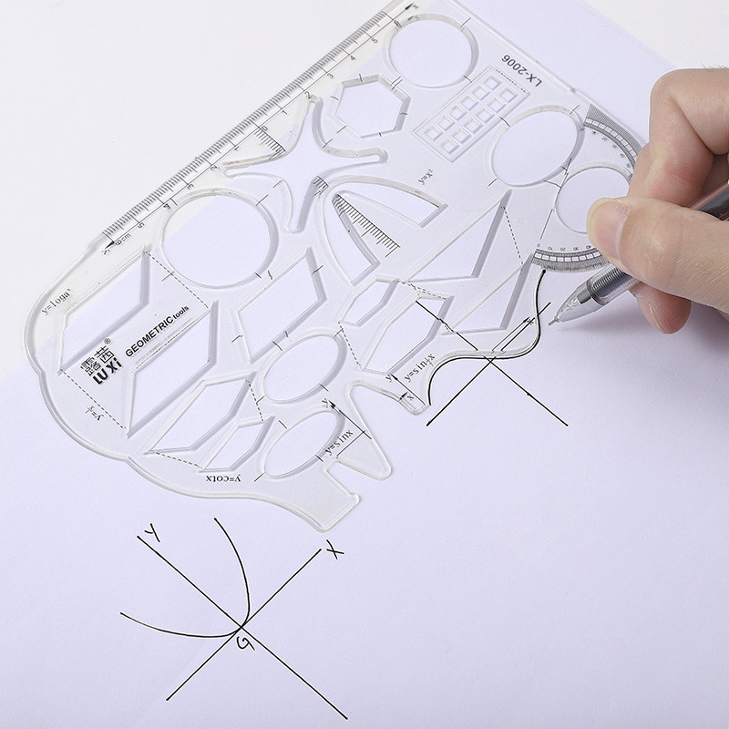Több alakú műanyag összecsukható vonalzó festmény rajzsablon ovális geometrikus ívmintás vonalzó irodaszerek irodaszerek