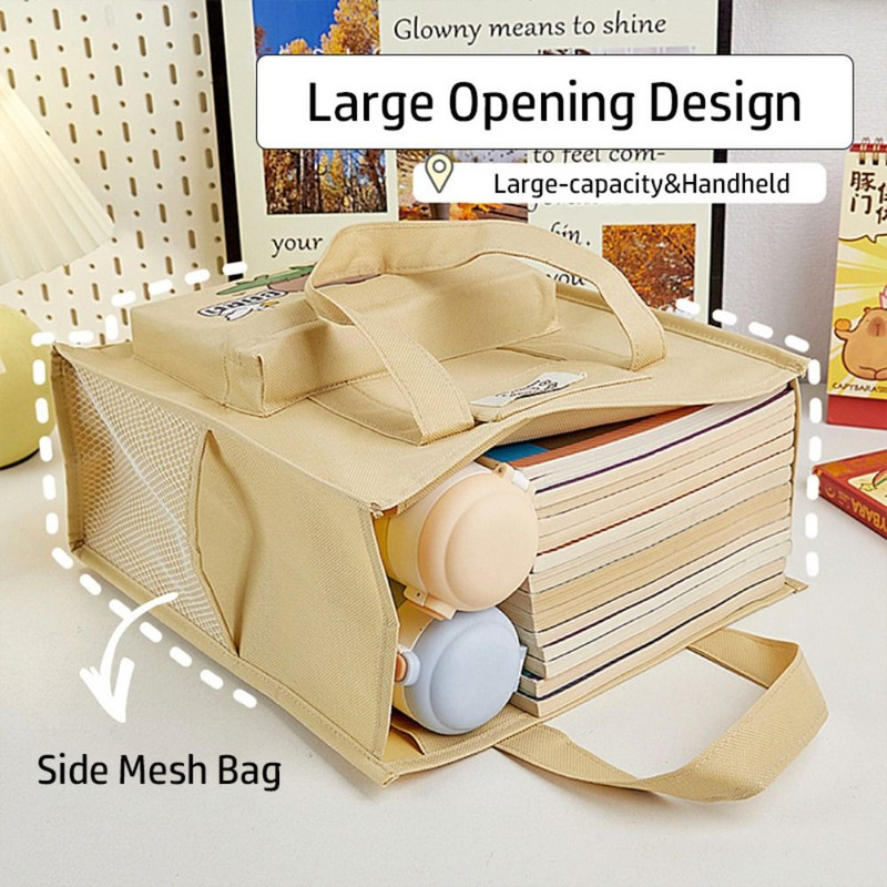 Nagy kapacitású hordozható iskolatáska rajzfilm kézi vízálló tanulóknak, oktató táska Capybara kézitáska diákoknak