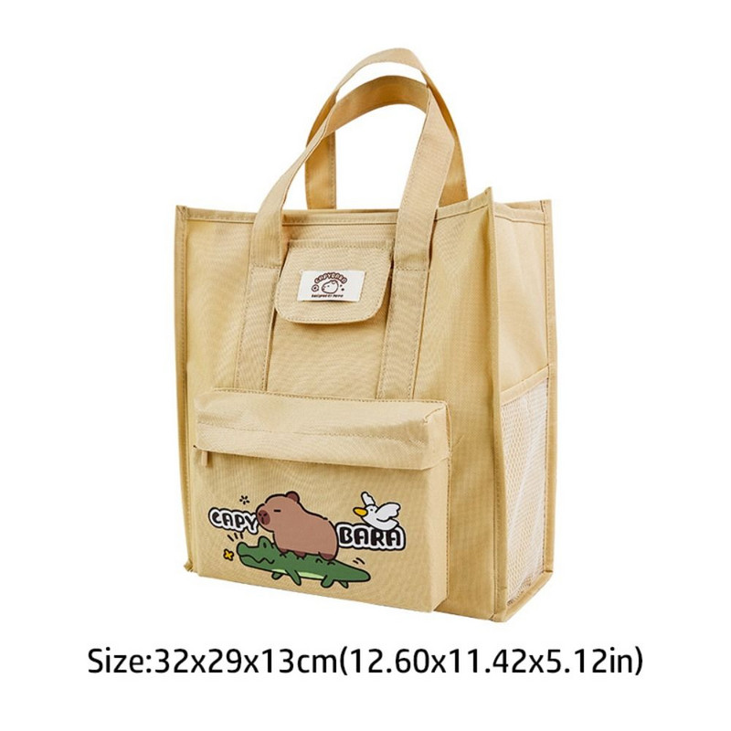 Nagy kapacitású hordozható iskolatáska rajzfilm kézi vízálló tanulóknak, oktató táska Capybara kézitáska diákoknak