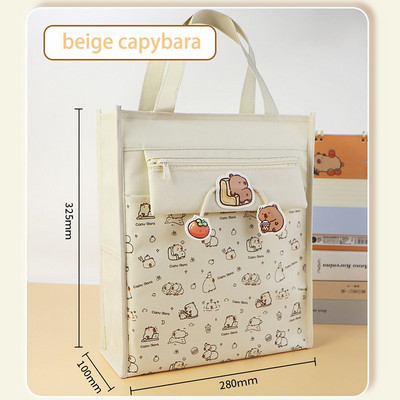 5 rétegű hordtáska iskolatáska Capybara Panda nagy kapacitású művészeti tárolótáska 20 könyv tárolására, oldalhálós zseb A4-es irattáska