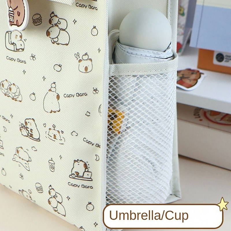 5 rétegű hordtáska iskolatáska Capybara Panda nagy kapacitású művészeti tárolótáska 20 könyv tárolására, oldalhálós zseb A4-es irattáska