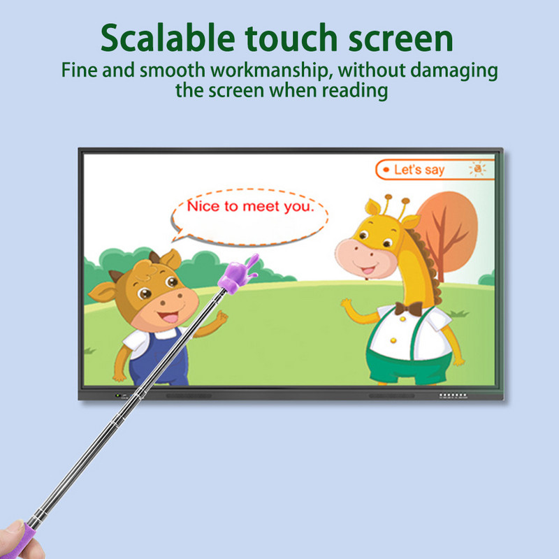 Ištraukiamas mokytojo rodyklės piršto dizainas, nerūdijančio plieno teleskopinis mokyklinis rodyklė, skirtas mokytojui klasėje