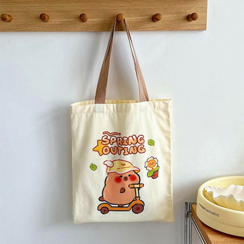 Cartoon Capybara Handbag Νέο βιβλίο Kawaii Anime Canvas Student Τσάντες ώμου υψηλής χωρητικότητας Δώρα για κορίτσια