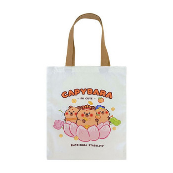 Cartoon Capybara Handbag Νέο βιβλίο Kawaii Anime Canvas Student Τσάντες ώμου υψηλής χωρητικότητας Δώρα για κορίτσια