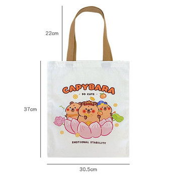 Cartoon Capybara Handbag Νέο βιβλίο Kawaii Anime Canvas Student Τσάντες ώμου υψηλής χωρητικότητας Δώρα για κορίτσια