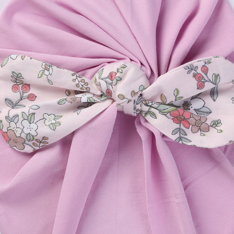 Virágmintás masni baba téli őszi sapka aranyos medve fül újszülött fiú lány sapka sapkák motorháztető szuper puha szövet turbán fejfedők