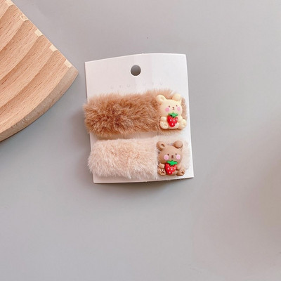 2 DB/Szett Aranyos kötött hajtűk Lányoknak Rajzfilm Virágok Csíkcsomó Dekoratív Hajkapcsok Gyermek BB Clipek Hajkiegészítők