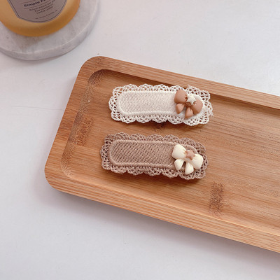 2 DB/Szett Aranyos kötött hajtűk Lányoknak Rajzfilm Virágok Csíkcsomó Dekoratív Hajkapcsok Gyermek BB Clipek Hajkiegészítők