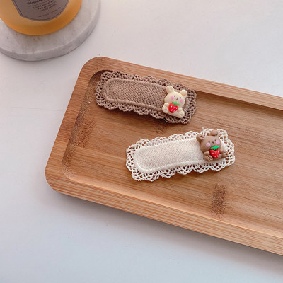 2 DB/Szett Aranyos kötött hajtűk Lányoknak Rajzfilm Virágok Csíkcsomó Dekoratív Hajkapcsok Gyermek BB Clipek Hajkiegészítők