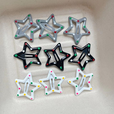 10 kom/lot nove kopče s crvenom zvijezdom za djevojčice, ukosnice u obliku kapi vode, crne ukosnice, ženske srebrne kopče za kosu, dodaci