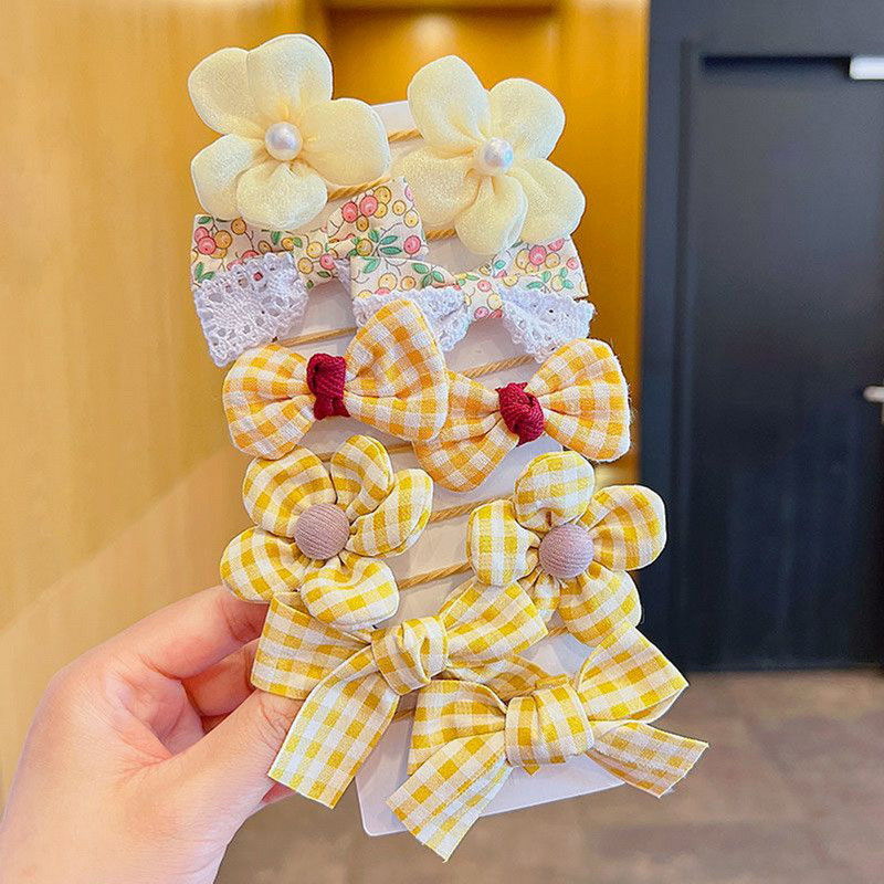 10db Virágos Rugalmas Hajpántok Gyerekek Lányok Édes Hajkötők Divat Gumiszalagok Rugalmas Bowknot Hajpántok Hajkiegészítők