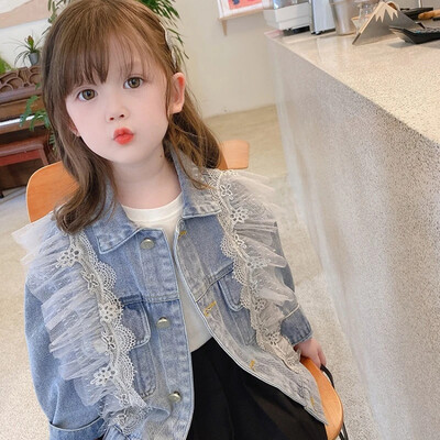 Lánykabát, 2023. Őszi tavaszi babaruhák, új divatos gyerekfarmer lányoknak Farmerkabátok Gyermek felsőruházat 2-7 éves korig