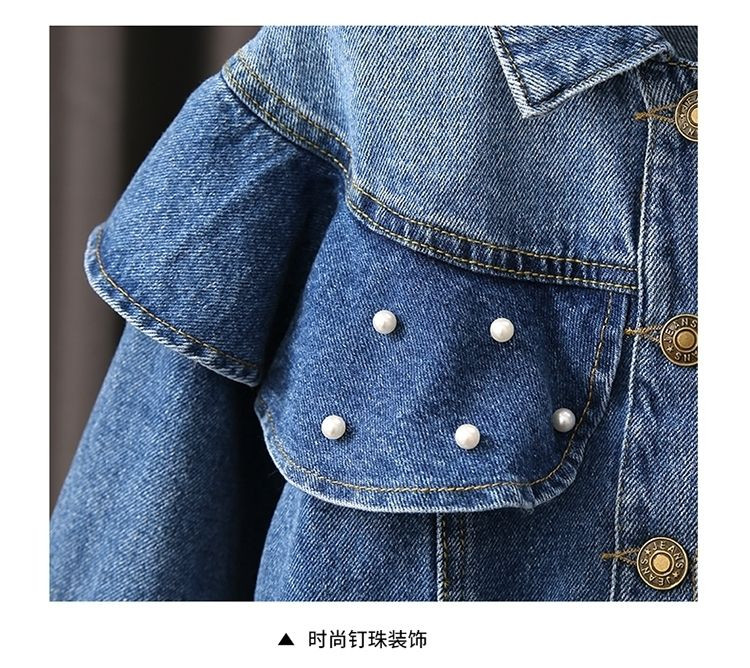 2-7 éves lányok farmerdzseki 2023 tavaszi és őszi új gyerek koreai farmer Pearl top lányok baba divat kabát