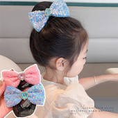 Gyerek hercegnő háló Aranyos Bowknot hajfogantyúk Bowknot hajháló Rajzfilm Rózsaszín édes oldalsó klip Divat Hajtű Gyerek Hajkiegészítők