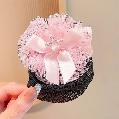 Gyerek hercegnő háló Aranyos Bowknot hajfogantyúk Bowknot hajháló Rajzfilm Rózsaszín édes oldalsó klip Divat Hajtű Gyerek Hajkiegészítők