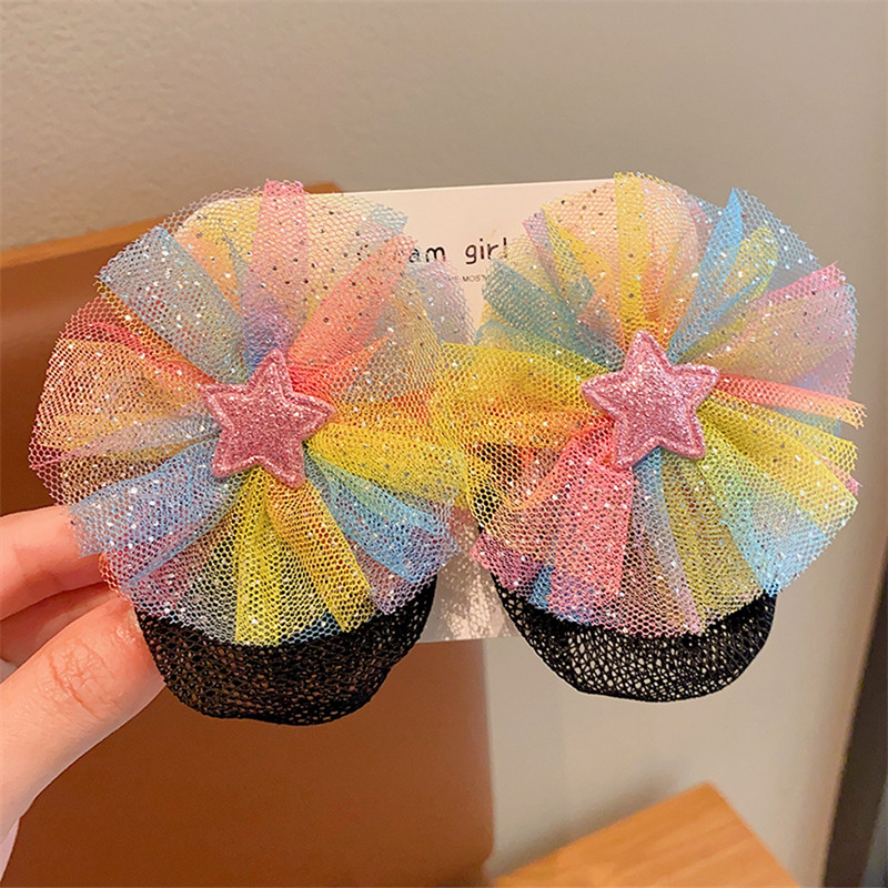 Gyerek hercegnő háló Aranyos Bowknot hajfogantyúk Bowknot hajháló Rajzfilm Rózsaszín édes oldalsó klip Divat Hajtű Gyerek Hajkiegészítők