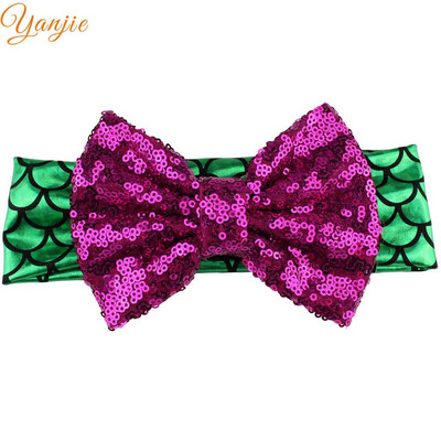 YANJIE 2024 haj masni fejpánt 5" flitter masni csillogó sellő elasztikus fejfedő haj kiegészítők gyerekeknek hajpánt