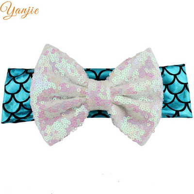 YANJIE 2024 haj masni fejpánt 5" flitter masni csillogó sellő elasztikus fejfedő haj kiegészítők gyerekeknek hajpánt