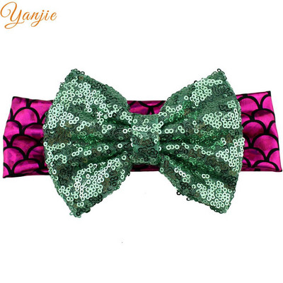 YANJIE 2024 haj masni fejpánt 5" flitter masni csillogó sellő elasztikus fejfedő haj kiegészítők gyerekeknek hajpánt